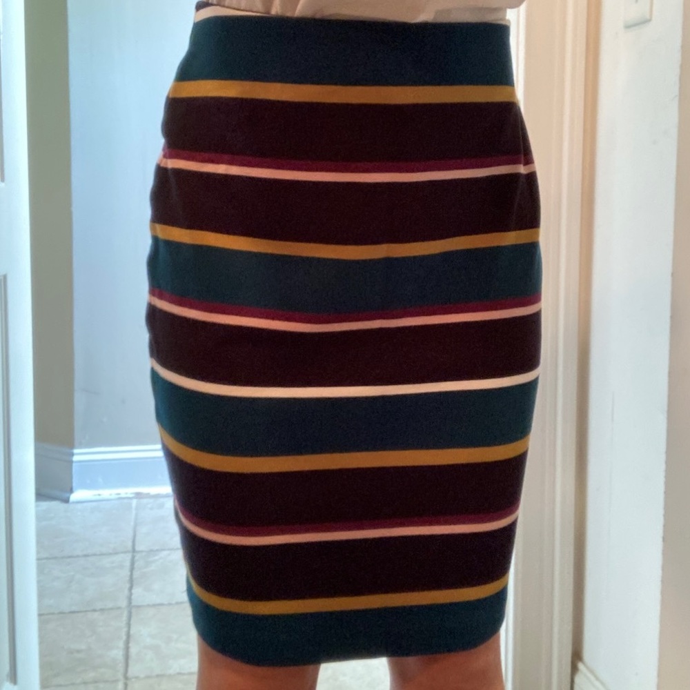 Ann Taylor Factor Knit Bandage Stripe Pencil Skirt